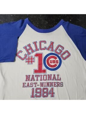 Vintage Chicago Cubs 1984 National East Ringer 3/4 Sleeve Shirt Jersey Large
